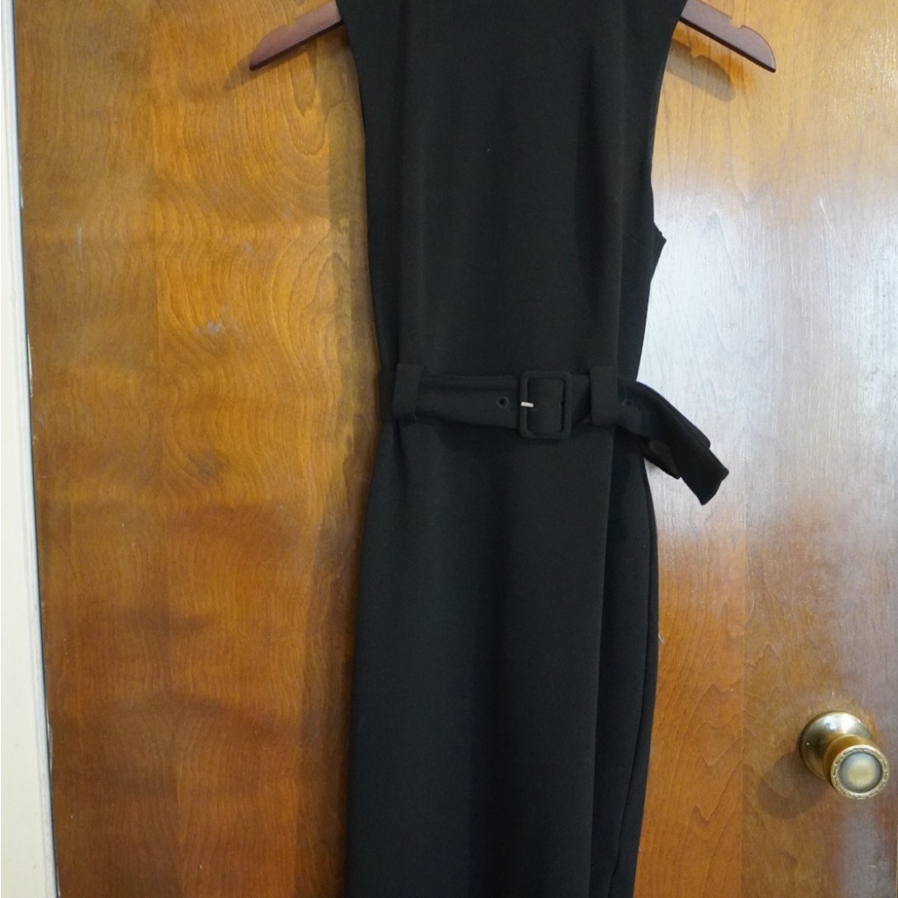 Express Black Belted Midi Dress